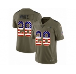 Men Nike New England Patriots #28 James White Limited Olive USA Flag 2017 Salute to Service NFL Jersey