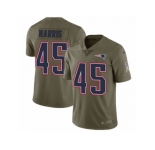 Men Nike New England Patriots #45 David Harris Limited Olive 2017 Salute to Service NFL Jersey