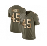 Men Nike New England Patriots #45 David Harris Limited Olive Gold 2017 Salute to Service NFL Jersey