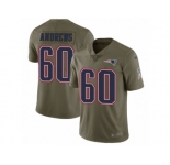 Men Nike New England Patriots #60 David Andrews Limited Olive 2017 Salute to Service NFL Jersey