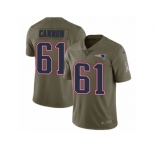 Men Nike New England Patriots #61 Marcus Cannon Limited Olive 2017 Salute to Service NFL Jersey