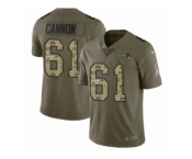 Men Nike New England Patriots #61 Marcus Cannon Limited Olive Camo 2017 Salute to Service NFL Jersey