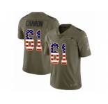Men Nike New England Patriots #61 Marcus Cannon Limited Olive USA Flag 2017 Salute to Service NFL Jersey