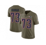 Men Nike New England Patriots #73 John Hannah Limited Olive 2017 Salute to Service NFL Jersey