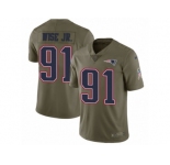 Men Nike New England Patriots #91 Deatrich Wise Jr Limited Olive 2017 Salute to Service NFL Jersey