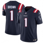 Men's New England Patriots #1 A.J. Brown Navy 2026 Draft F.U.S.E. Vapor Limited Football Stitched Jersey