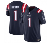 Men's New England Patriots #1 A.J. Brown Navy 2026 Draft F.U.S.E. Vapor Limited Football Stitched Jersey