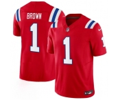 Men's New England Patriots #1 A.J. Brown Red 2026 F.U.S.E. Vapor Limited Football Stitched Jersey