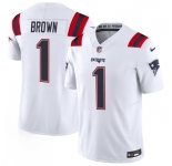 Men's New England Patriots #1 A.J. Brown White 2026 F.U.S.E. Vapor Limited Football Stitched Jersey