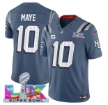 Men's New England Patriots #10 Drake Maye Storm Blue 2025 F.U.S.E. Super Bowl LX Patch And 1-Star C Patch “Rivalries†Vapor Limited Football Stitched Jerse