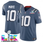Men's New England Patriots #10 Drake Maye Storm Blue 2025 F.U.S.E. Super Bowl LX Patch “Rivalries†Vapor Limited Football Stitched Jersey