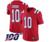 Men's New England Patriots #10 Josh Gordon Red Alternate Vapor Untouchable Limited Player 100th Season Football Jersey