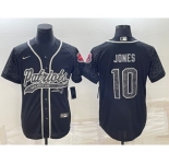 Men's New England Patriots #10 Mac Jones Black Reflective With Patch Cool Base Stitched Baseball Jersey
