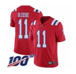 Men's New England Patriots #11 Drew Bledsoe Red Alternate Vapor Untouchable Limited Player 100th Season Football Jersey