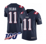 Men's New England Patriots #11 Julian Edelman Limited Navy Blue Rush Vapor Untouchable 100th Season Football Jersey