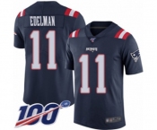 Men's New England Patriots #11 Julian Edelman Limited Navy Blue Rush Vapor Untouchable 100th Season Football Jersey