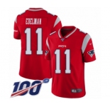 Men's New England Patriots #11 Julian Edelman Limited Red Inverted Legend 100th Season Football Jersey