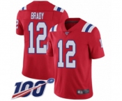 Men's New England Patriots #12 Tom Brady Red Alternate Vapor Untouchable Limited Player 100th Season Football Jersey
