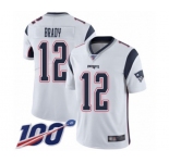 Men's New England Patriots #12 Tom Brady White Vapor Untouchable Limited Player 100th Season Football Jersey
