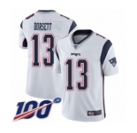 Men's New England Patriots #13 Phillip Dorsett White Vapor Untouchable Limited Player 100th Season Football Jersey