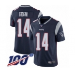 Men's New England Patriots #14 Steve Grogan Navy Blue Team Color Vapor Untouchable Limited Player 100th Season Football Jersey