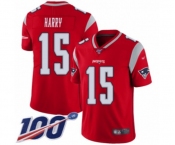 Men's New England Patriots #15 N'Keal Harry Limited Red Inverted Legend 100th Season Football Jersey