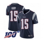 Men's New England Patriots #15 N'Keal Harry Navy Blue Team Color Vapor Untouchable Limited Player 100th Season Football Jersey