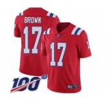 Men's New England Patriots #17 Antonio Brown Red Alternate Vapor Untouchable Limited Player 100th Season Football Jersey