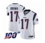 Men's New England Patriots #17 Antonio Brown White Vapor Untouchable Limited Player 100th Season Football Jersey
