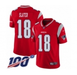 Men's New England Patriots #18 Matthew Slater Limited Red Inverted Legend 100th Season Football Jersey