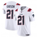 Men's New England Patriots #21 Antonio Gibson White Vapor Limited Football Stitched Jersey