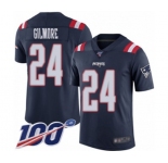 Men's New England Patriots #24 Stephon Gilmore Limited Navy Blue Rush Vapor Untouchable 100th Season Football Jersey