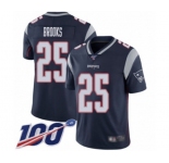 Men's New England Patriots #25 Terrence Brooks Navy Blue Team Color Vapor Untouchable Limited Player 100th Season Football Jersey