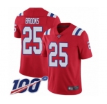 Men's New England Patriots #25 Terrence Brooks Red Alternate Vapor Untouchable Limited Player 100th Season Football Jersey