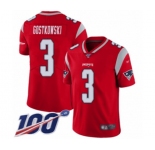 Men's New England Patriots #3 Stephen Gostkowski Limited Red Inverted Legend 100th Season Football Jersey