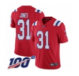 Men's New England Patriots #31 Jonathan Jones Red Alternate Vapor Untouchable Limited Player 100th Season Football Jersey
