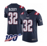 Men's New England Patriots #32 Devin McCourty Limited Navy Blue Rush Vapor Untouchable 100th Season Football Jersey