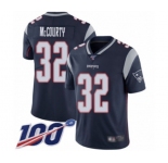 Men's New England Patriots #32 Devin McCourty Navy Blue Team Color Vapor Untouchable Limited Player 100th Season Football Jersey