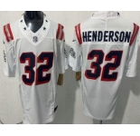 Men's New England Patriots #32 TreVeyon Henderson Limited White Rivalries FUSE Vapor Jersey