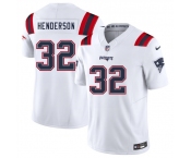 Men's New England Patriots #32 TreVeyon Henderson White 2025 F.U.S.E. Vapor Limited Football Stitched Jersey
