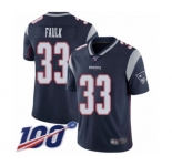Men's New England Patriots #33 Kevin Faulk Navy Blue Team Color Vapor Untouchable Limited Player 100th Season Football Jersey
