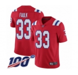 Men's New England Patriots #33 Kevin Faulk Red Alternate Vapor Untouchable Limited Player 100th Season Football Jersey
