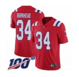 Men's New England Patriots #34 Rex Burkhead Red Alternate Vapor Untouchable Limited Player 100th Season Football Jersey
