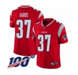 Men's New England Patriots #37 Damien Harris Limited Red Inverted Legend 100th Season Football Jersey