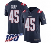 Men's New England Patriots #45 Donald Trump Limited Navy Blue Rush Vapor Untouchable 100th Season Football Jersey