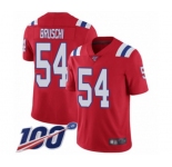Men's New England Patriots #54 Tedy Bruschi Red Alternate Vapor Untouchable Limited Player 100th Season Football Jersey