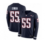 Men's New England Patriots #55 John Simon Limited Navy Blue Therma Long Sleeve Football Jersey