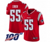 Men's New England Patriots #55 John Simon Limited Red Inverted Legend 100th Season Football Jersey