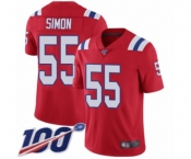 Men's New England Patriots #55 John Simon Red Alternate Vapor Untouchable Limited Player 100th Season Football Jersey