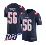 Men's New England Patriots #56 Andre Tippett Limited Navy Blue Rush Vapor Untouchable 100th Season Football Jersey